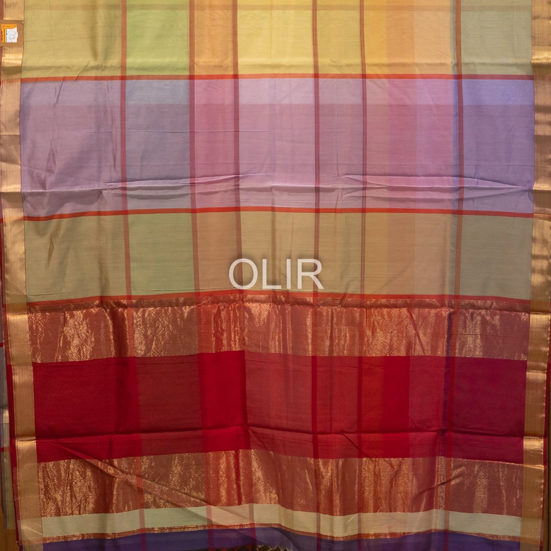 MSC085 - Multi Coloured Checks Maheshwari Handloom Silk Cotton - Image 4