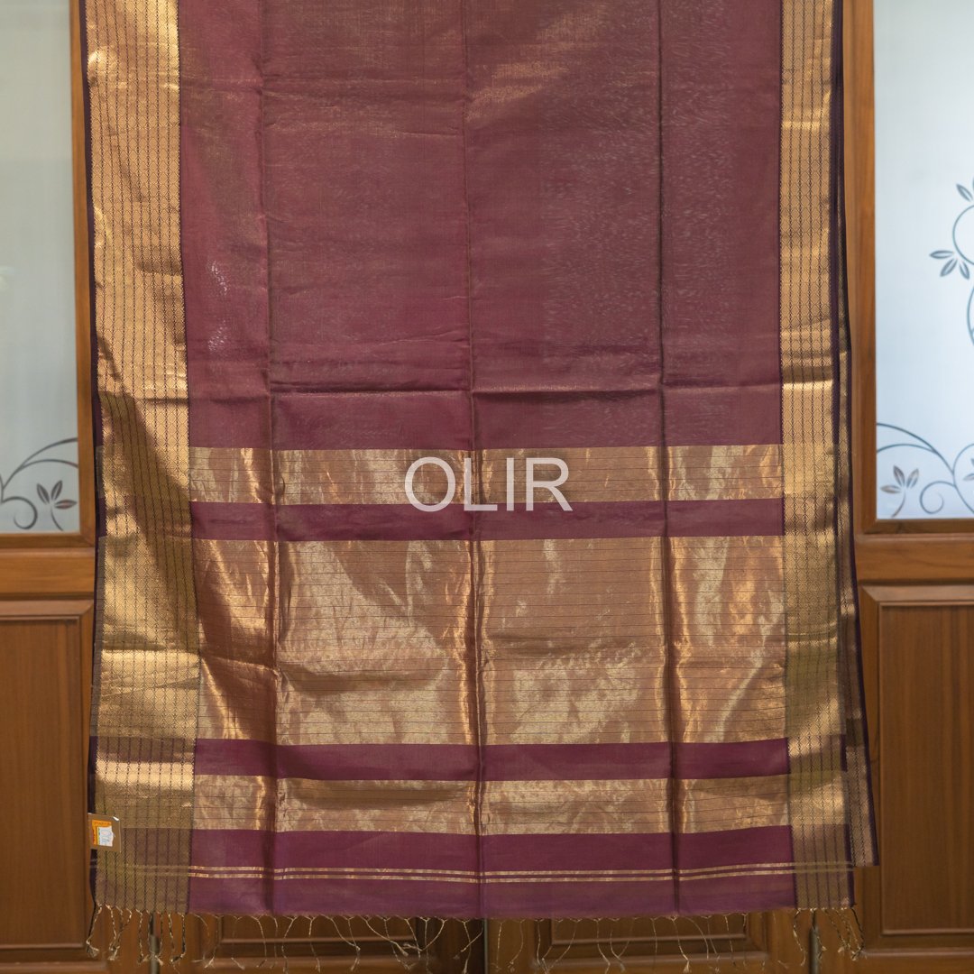 MSC058 - Wine Colour Maheshwari Handloom SIlk Cotton