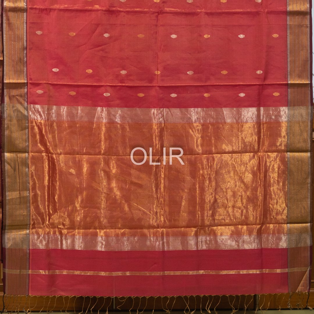MSC057 - Rose Pink Maheshwari Handloom Silk Cotton - Image 3