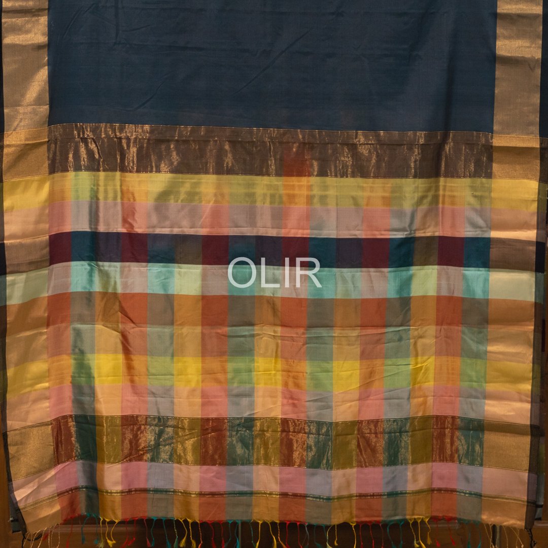 MSC090 - Charcoal Grey Maheshwari Handloom Silk Cotton - Image 3